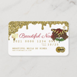 Nail Technician Driving Gold Glitzer Credit Style Visitenkarte