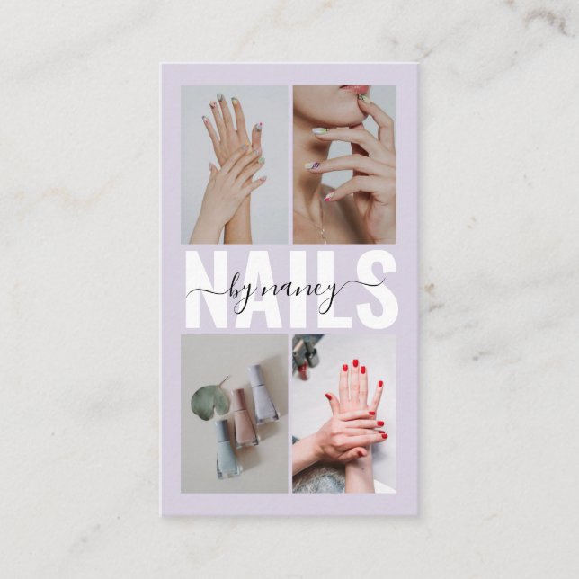 Nail Technician Elegant Photo Collage QR Code Visitenkarte (Vorderseite)