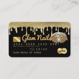 Nail Technician Gold Glitzer Drilling Credit Card Visitenkarte