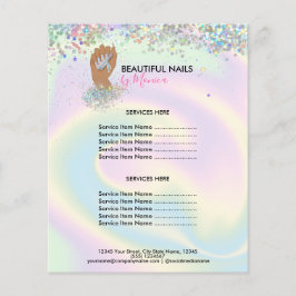 Nail Technician Mani Salon Holograph Girly Modern Flyer