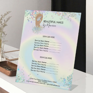 Nail Technician Mani Salon Holograph Preisliste Sockelschild