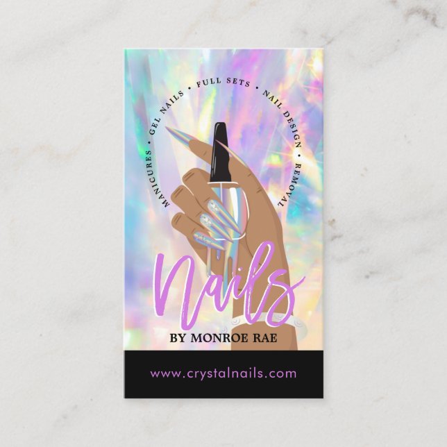 Nail Technician Nail Salon Artist Holographic Visitenkarte (Vorderseite)