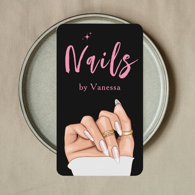 Nail Technician Qr Code Nägel Art Salon Black Pink Visitenkarte (Von Creator hochgeladen)