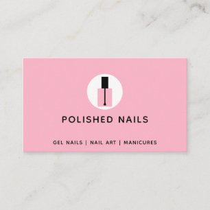 Nail Technician Salon Pink & Schwarz polnische Fla Visitenkarte