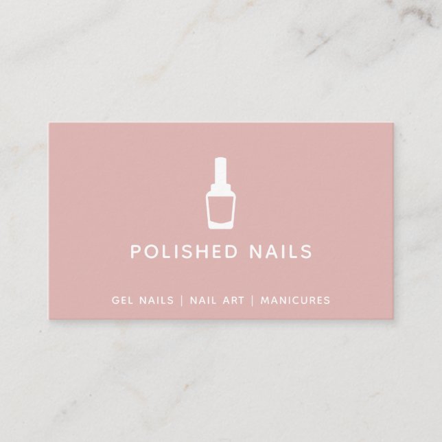 Nail Technician Salon Polnische Flasche Dusty Pink Visitenkarte (Vorderseite)
