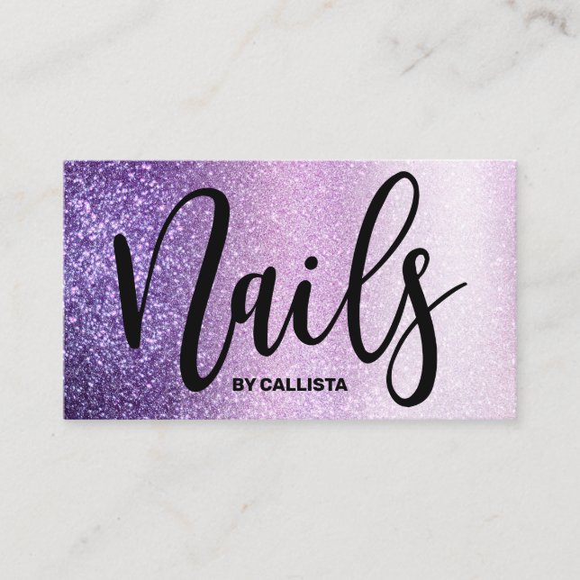 Nail Technician Violet Lilac Lila Triple Glitzer Visitenkarte (Vorderseite)