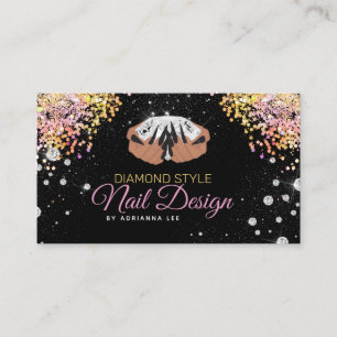Nail Technique Diamond Glitzer Logo Nail Shop Visitenkarte
