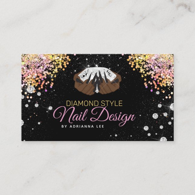 Nail Technique Diamond Glitzer Logo Nail Shop Visitenkarte (Vorderseite)