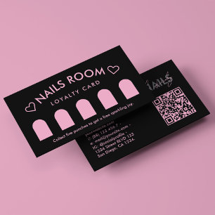 Nail Wellness-Center Therapeut Black Pink Loyalty Visitenkarte