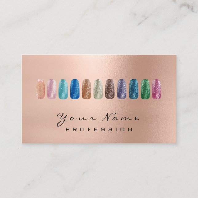 Nails Art Beauty Glitzer Rose Gold Lux Visitenkarte (Vorderseite)