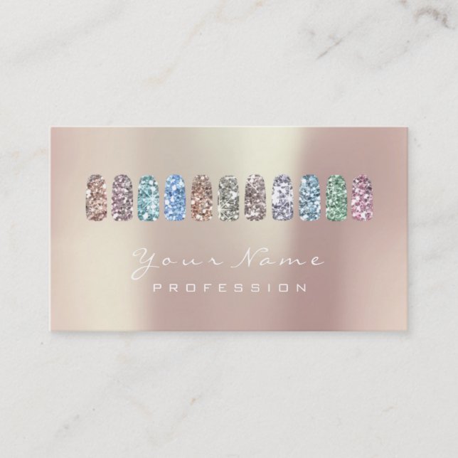 Nails Art Beauty Studio Glitzer Rose Gold Peak Visitenkarte (Vorderseite)