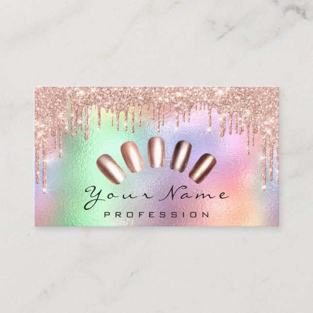 Nails Art Glitzer Holographic Manicure Tropfen Visitenkarte (Vorderseite)