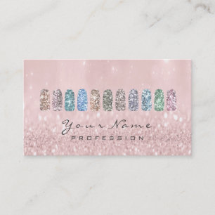 Nails Art Glitzer Metallic Glach Rosa Funkelnd Visitenkarte