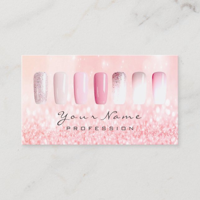 Nails Art Glitzer Metallic Glam Pink Rose Lux Glam Visitenkarte (Vorderseite)