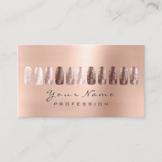 Nails Art Glitzer Metallic Glam Pink Rose Skinny Visitenkarte (Vorderseite)