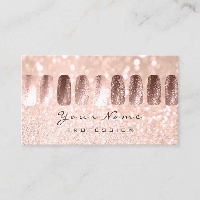 Nails Art Manicure Glitzer Skinny Pink Rose Visitenkarte (Vorderseite)