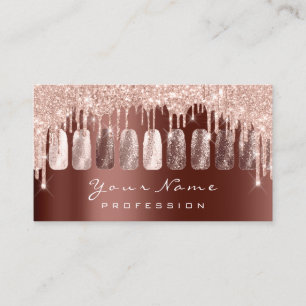 Nails Artist Glitzer Rose Gold Manicure Brown Visitenkarte