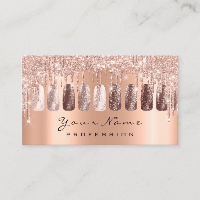 Nails Artist Glitzer Rose Gold Manicure Kupfer Visitenkarte (Vorderseite)