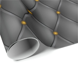Nails aus schwarzem Leder, Upholsterin aus Messing Geschenkpapier