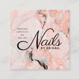 Nails aus weißem Rosenmarmor von Website & QR-Code Quadratische Visitenkarte