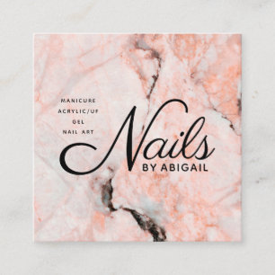 Nails aus weißem Rosenmor nach Name Website & QR Quadratische Visitenkarte