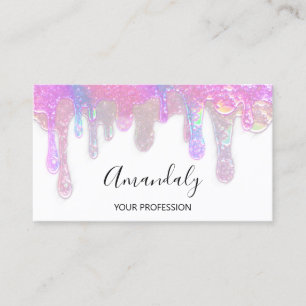 Nails Beauty Logo Tropfen Holograph Pink White Visitenkarte