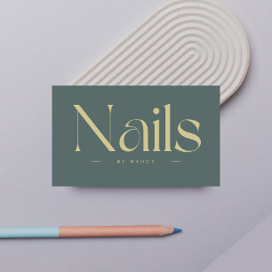 Nails Bold Typografy Dark Green Visitenkarte