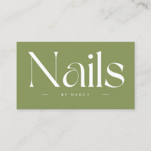 Nails Bold Typografy Sage Green Visitenkarte