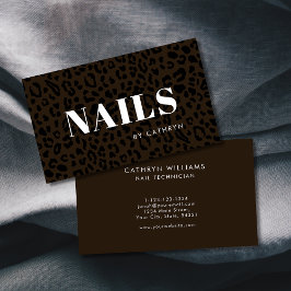Nails Brown Animal Print Nail Techniker Visitenkarte