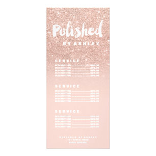 Nails Custom typography blush Rose Gold Preisliste Werbekarte