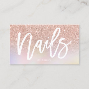 Nails Drehbuch Rose Gold Glitzer Chic holografisch Visitenkarte