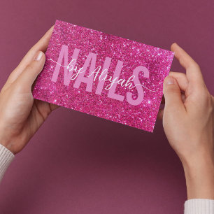 Nails Eleganter rosa Glitzer Visitenkarte