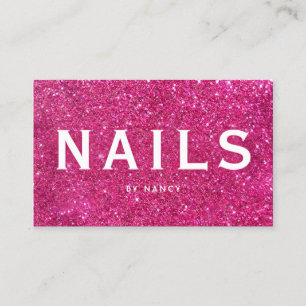 Nails für Hot Pink Glitzer Visitenkarte