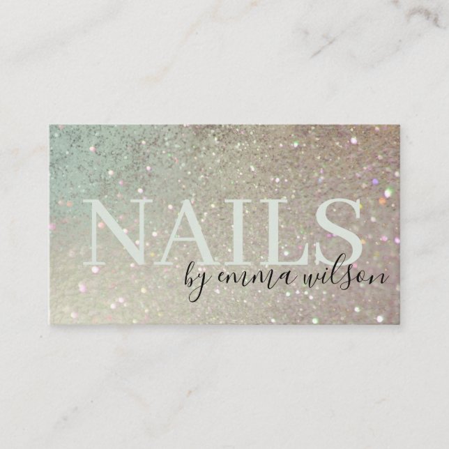 Nails Glitzer Green Pink Aqua Shiny Shimmer Visitenkarte (Vorderseite)