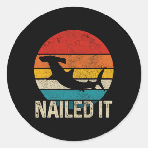 Nails Hammerhead Hai Vintag Funny Fishing G Runder Aufkleber