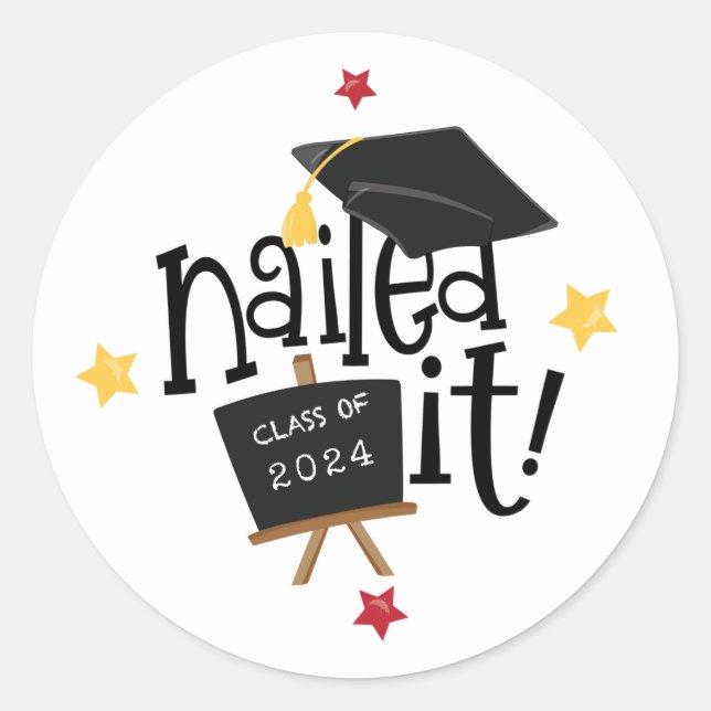 Nails IT Funky Typografy Cap 2024 Abschluss Runder Aufkleber (Vorderseite)