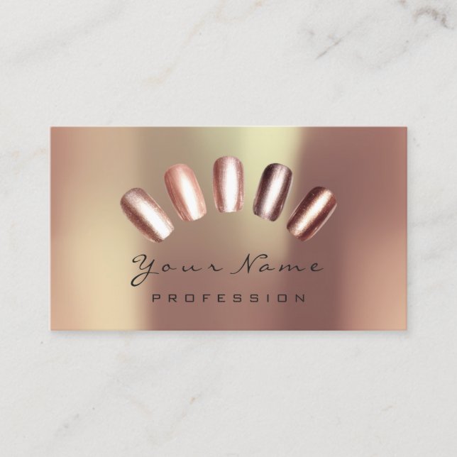 Nails Künstlerisches Kupferhandschuh Rose Manicure Visitenkarte (Vorderseite)