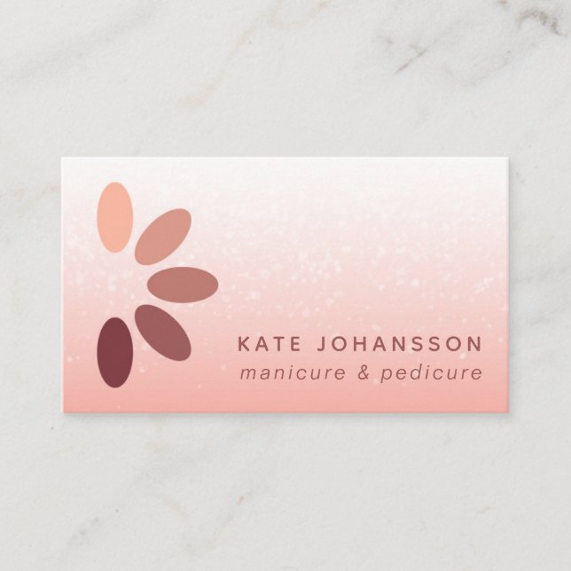 Nails Logo Modern Peach Manicurist Pedicurist Visitenkarte (Vorderseite)