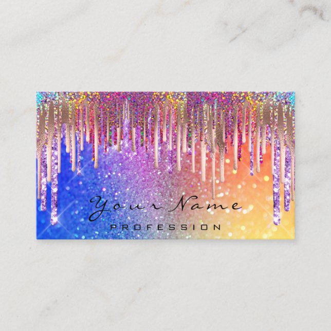 Nails Makeup Artist Holograph Tropfen Glitzer Rain Visitenkarte (Vorderseite)