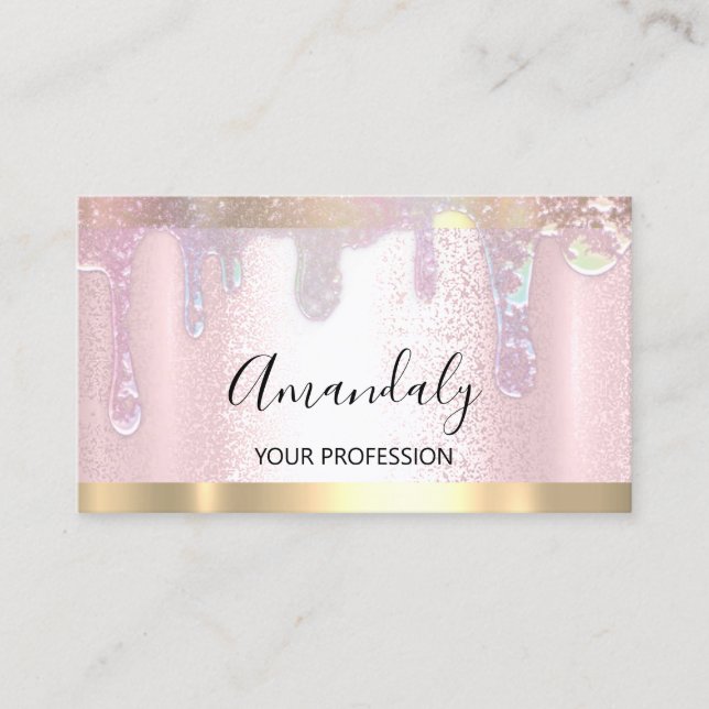 Nails Makeup Artist Lash Logo Pink Tropfen Visitenkarte (Vorderseite)