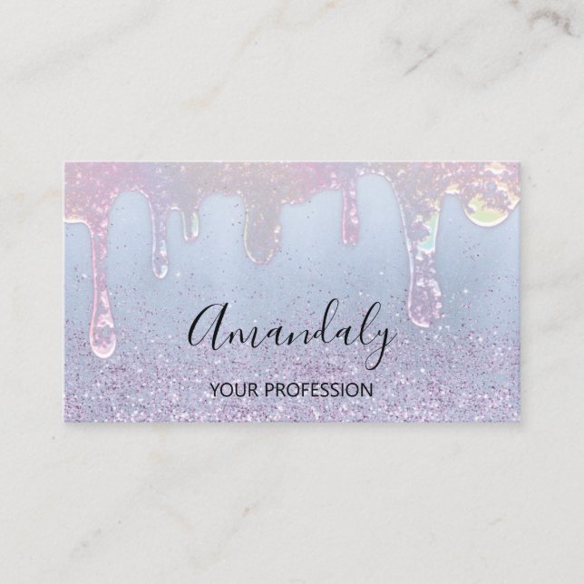 Nails Makeup Artist Lash Logo Tropfen Blau Visitenkarte (Vorderseite)