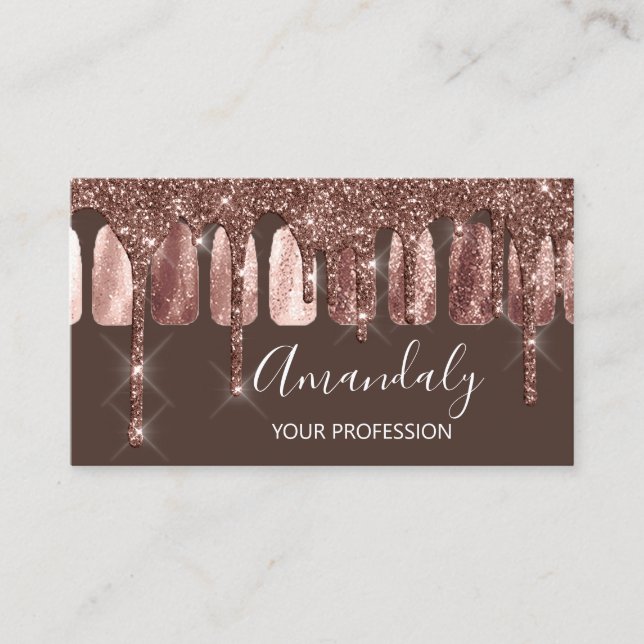 Nails Makeup Artist Lash Rose Gold Skinny Visitenkarte (Vorderseite)