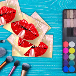 Nails Makeup Artist Pink Tropfens Kiss Lips Rot Visitenkarte