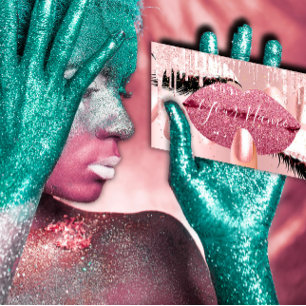 Nails Makeup Artist Rose Kiss Lips Pink Lashes Visitenkarte