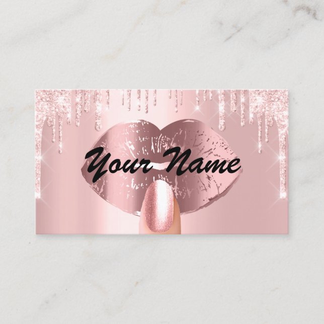 Nails Makeup Artist Rose Tropfen Kiss Lips Pink VI Visitenkarte (Vorderseite)