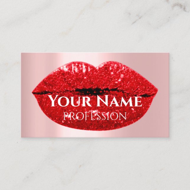 Nails Makeup Artist Rose Tropfen Kiss Lips Rot Visitenkarte (Vorderseite)