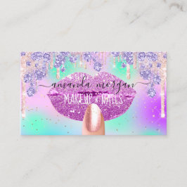 Nails Manicure Makeup Holograph Lips Glitzer Blau Visitenkarte