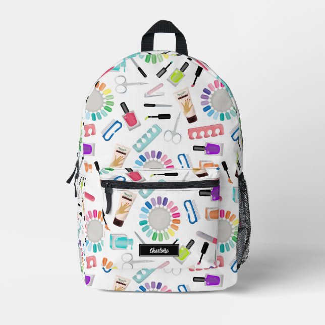 Nails Manicure Pedicure Beauty Makeup Custom Name Bedruckter Rucksack (Vorderseite)