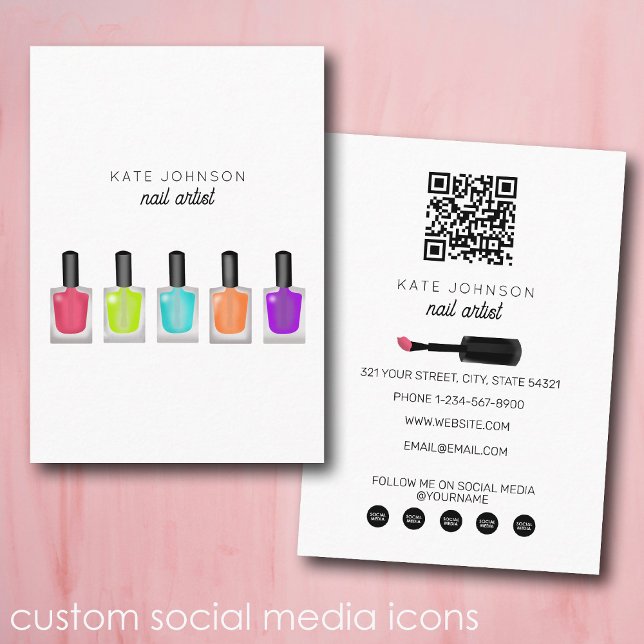 Nails Manicure Pedicure Beauty Nail Artist Modern Visitenkarte (Nails Manicure Pedicure Beauty Nail Artist Modern Business Card)