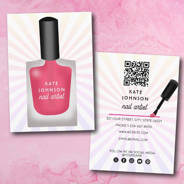 Nails Manicure Pedicure Beauty Nail Artist Modern Visitenkarte (Nails Manicure Pedicure Beauty Nail Artist Modern Business Card)